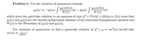Image result for Variation of Parameters Particular Solution