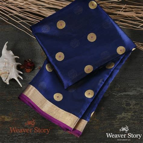 Handwoven Blue Chanderi Silk Dupatta with Asharfi Booti Blue – WeaverStory