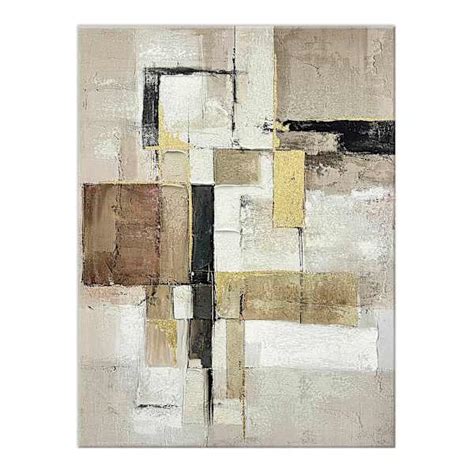 Hand Painted Neutral Geometric Abstract Canvas Wall Art, 30x40