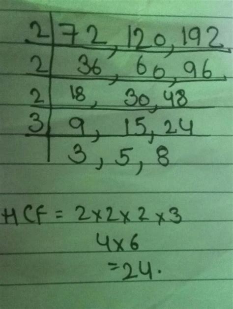 the HCF of 72, 120, 192 - Brainly.in