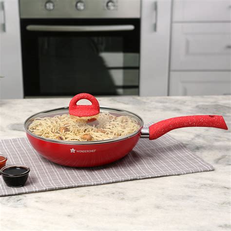 Buy Granite Aluminium Non-stick Wok With Glass Lid, 24cm Online At Best ...
