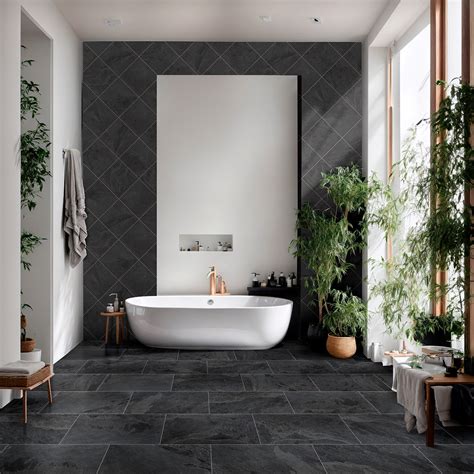 Slate Floor Tiles Bathroom Amador Anthracite Slate Effect Wall Tiles