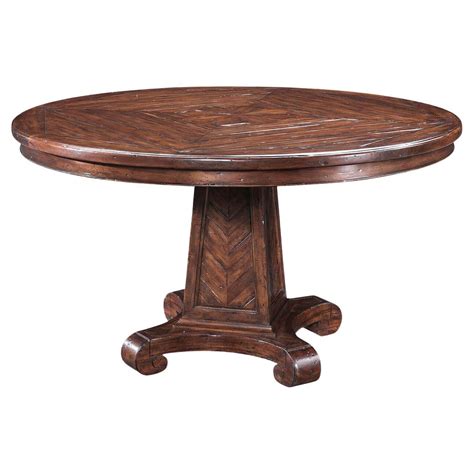Rustic Round Dining Table, Walnut For Sale at 1stDibs | 9 piece rustic ...