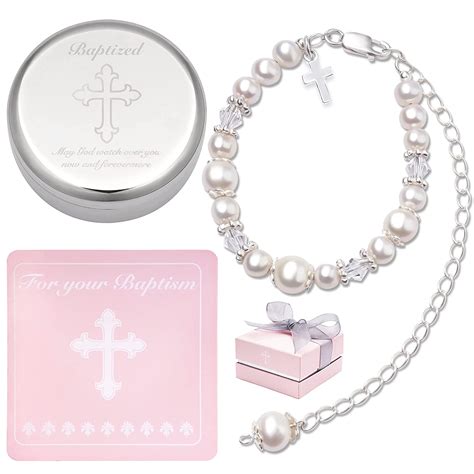Amazon.com: Tryuunion Baptism Bracelet in Sterling Silver and Cultured ...