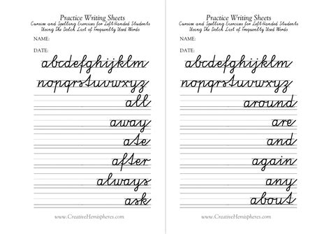 Practise Cursive Handwriting Worksheets