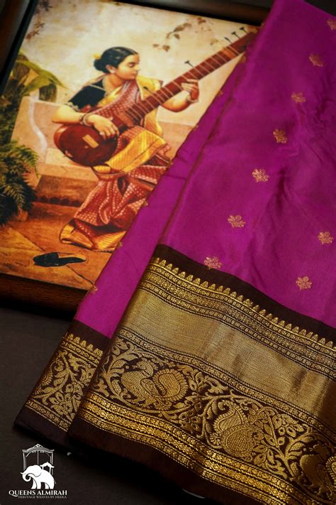 ROSE PINK WITH COFFE BROWN MANGALGIRI GADWAL SAREE – Queens Jewel Emporium
