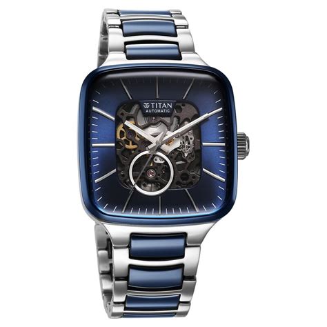Buy Online Titan Ceramic Fusion Skeleton Automatic Rich Blue Dial Steel ...