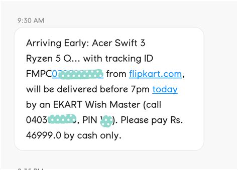 Flipkart — delivery boy and his contact number