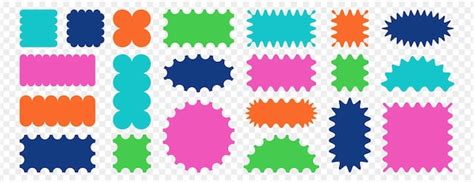 Color jagged geometric shapes scallop rectangle semicircle and oval ...