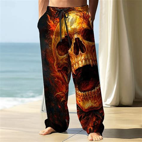 Men's Trousers Baggy Pants Casual Pants Elastic Drawstring Waist Linen ...