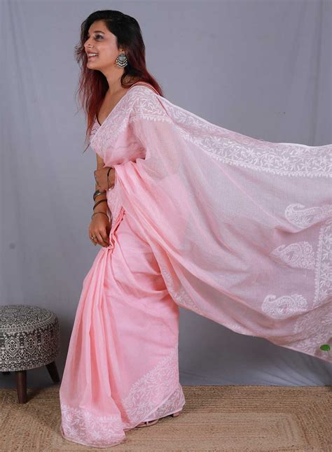 Aparajita Pink - Aks Kota Cotton Chikankari Saree – Pakeeza Chikankari