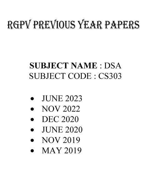 5 Year Question Papers - rgpv previous year papers NOVEMBER 2022 CS ...