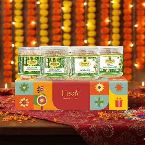 Dhampur Green Utsav Festive Gift Box | Healthy Jaggery & Gur Hamper