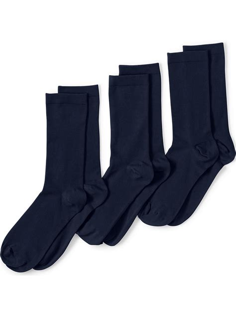 Lands' End Women's Cotton Blend 3-Pack Seamless Toe Solid Crew Socks ...