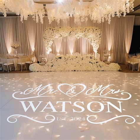 Personalized Mr & Mrs Wedding Dance Floor Decal - Rustic Monogram ...