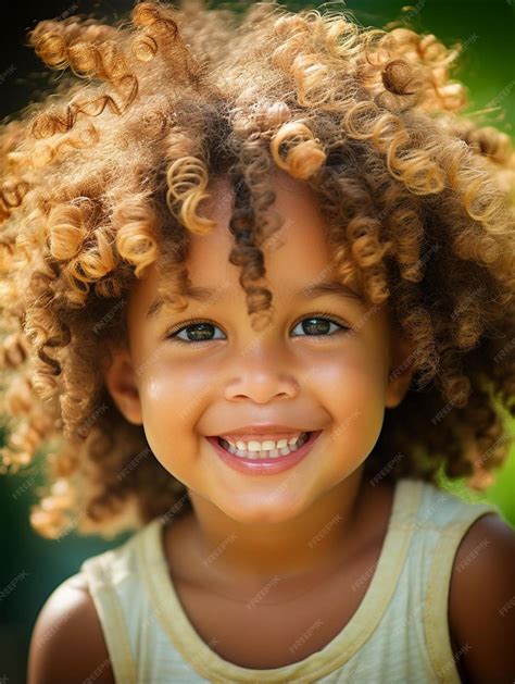 Premium AI Image | Portrait photo of kenyan child male curly hair smiling