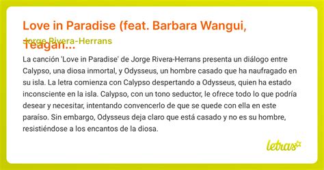 Significado de la canción Love in Paradise (feat. Barbara Wangui ...