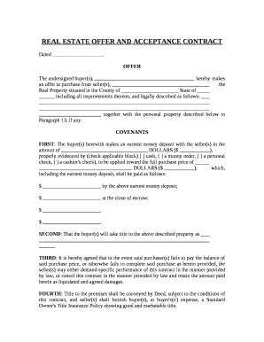 REAL ESTATE OFFER AND ACCEPTANCE CONTRACT Doc Template | pdfFiller