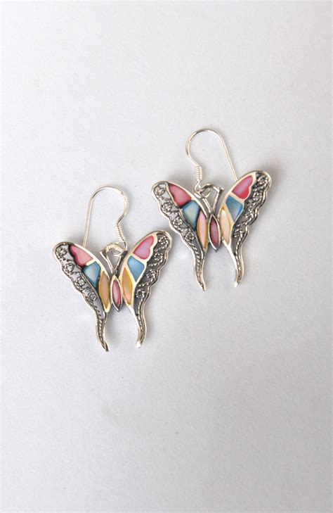 Rainbow Silver Butterfly Earrings – Totapari