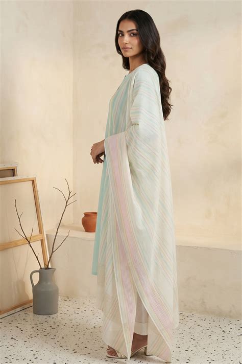 Buy Multi-color Striped Stripes Cotton Blend Dupatta Online for Woman ...