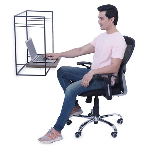 Fitizen Zen Height Adjustable Table, Wall Mounted, Black & Brown FITI-