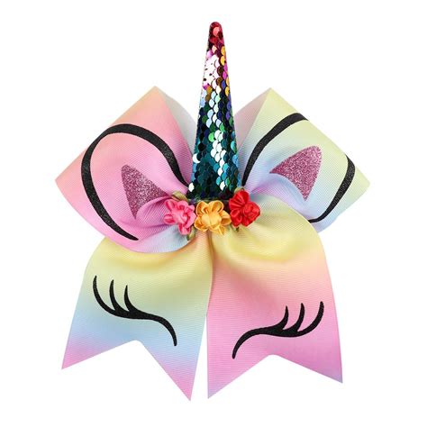 Arendelle Sequence Unicorn Large 7inch Colourful Cheer Bow for Young ...
