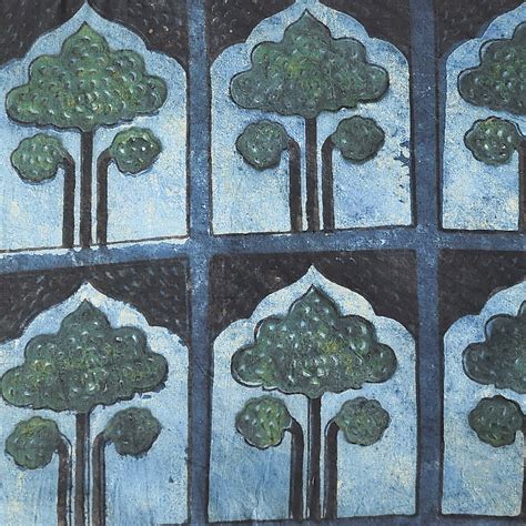(PRE-CUT 2.40 METER) Pure Cotton Vanaspati Blue Big Window With Tree M ...