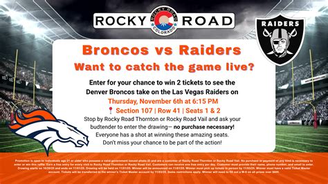 Broncos vs Raiders Ticket Giveaway at Rocky Road Dispensary CO