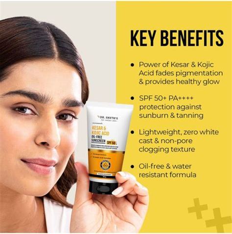 Dr. Sheth’s Sunscreen - SPF 50 PA++++ Kesar & Kojic Acid Oil-Free ...