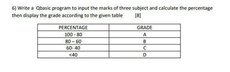 Write a Qbasic program to input the marks of three subject and ...
