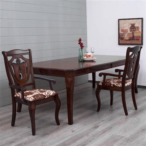 Buy Mulex Set of 2 Rubber Wood Dining Chairs with Arms - Brown from ...