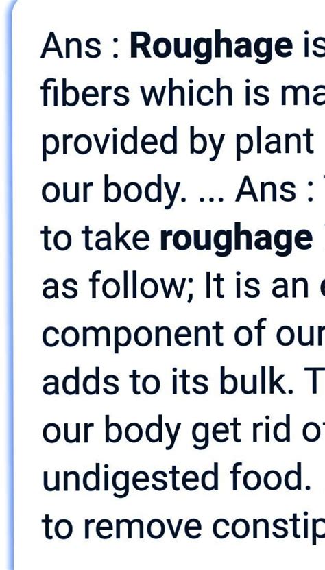 Definition of roughage ( for class 6 ) - Brainly.in