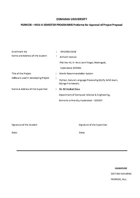 MCA Semester Project Proposal: Movie Recommendation System - Studocu