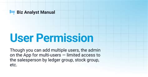 User Permission | Biz Analyst Manual