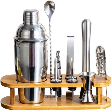 Cocktail Shaker Set Bartender Kit with Stand Bar Tool Set Drink Mixer ...