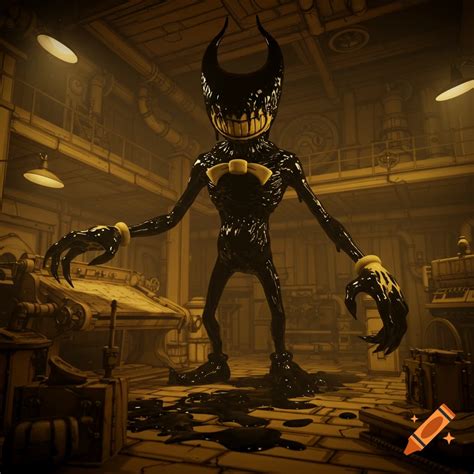 A 3D render of the creepy black and yellow Ink Demon standing in a ...