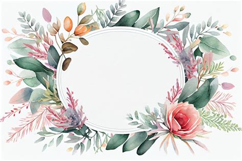 Watercolor floral frame beautiful wreath elegant floral collection with ...