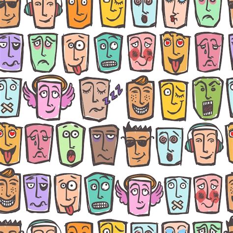 Abstract faces pattern design | Free Vector