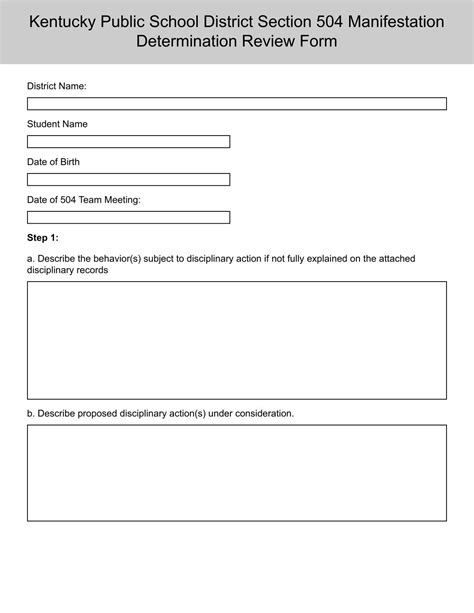 Kentucky Public School District Section 504 Manifestation Determination ...