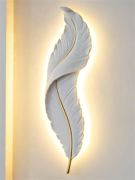 Decor chronicle Feather Shape Wall Lamp | 3-Color LED Light (Warm ...