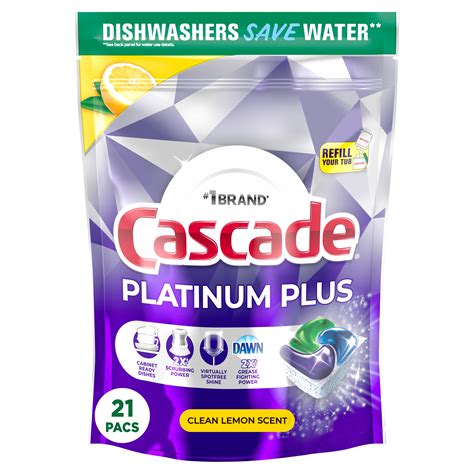 Cascade Platinum Plus Dishwasher Pods, Dish Detergent ActionPacs, Clean ...