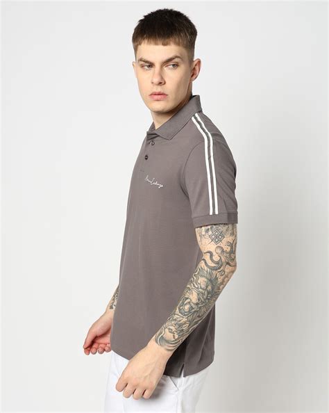 Men Grey Signature Regular Fit Polos