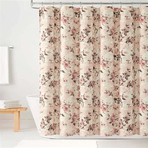 13-Piece Peach Blossom Flower Shower Curtain Set, 72"