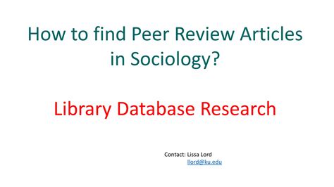 Sociology: Finding Peer Review Articles | PPTX