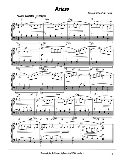 Arioso-Bach sheet music for Piano download free in PDF or MIDI