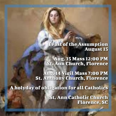 Aug 15 Holyday: Feast of the Assumption