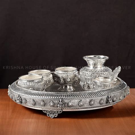 92.5 Silver Ashta Lakshmi Pooja Thali Set – Krishna Jewellers Pearls ...