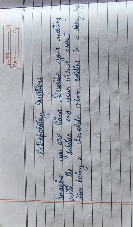 chapter - Chocolate cream soldier Diary entry please tell - Brainly.in