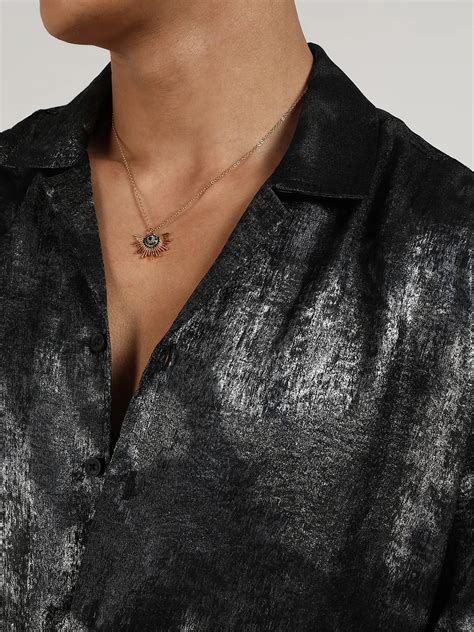 ₹797 | Campus Sutra men's Midnight Black & Chalice Silver Metallic ...