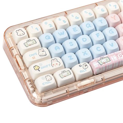 Buy Cute Pink Keycaps Moa Profile PBT DYE-SUB 139 Keys Keycap Set for ...